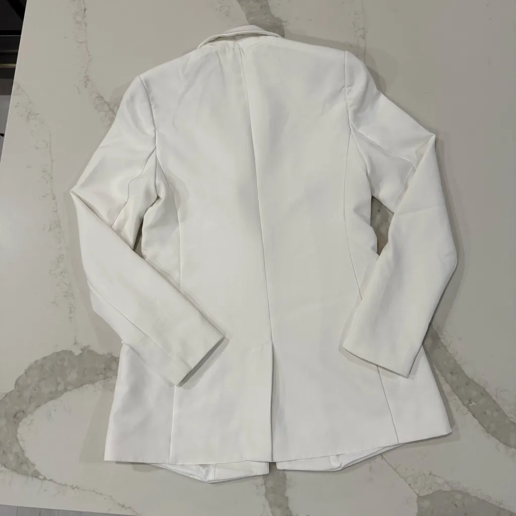 The Drop Blake Long Blazer Jacket Womens Size XS Ivory SingleButton Career Work White - Image 7