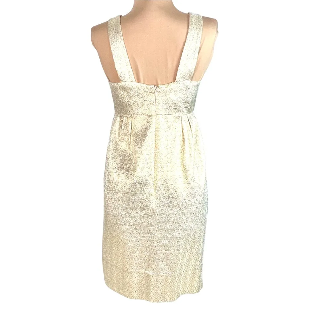 Shoshanna Shimmery Gold Cocktail Dress Jewel Trimmed Neck Size 2 Party Black Tie - Image 5