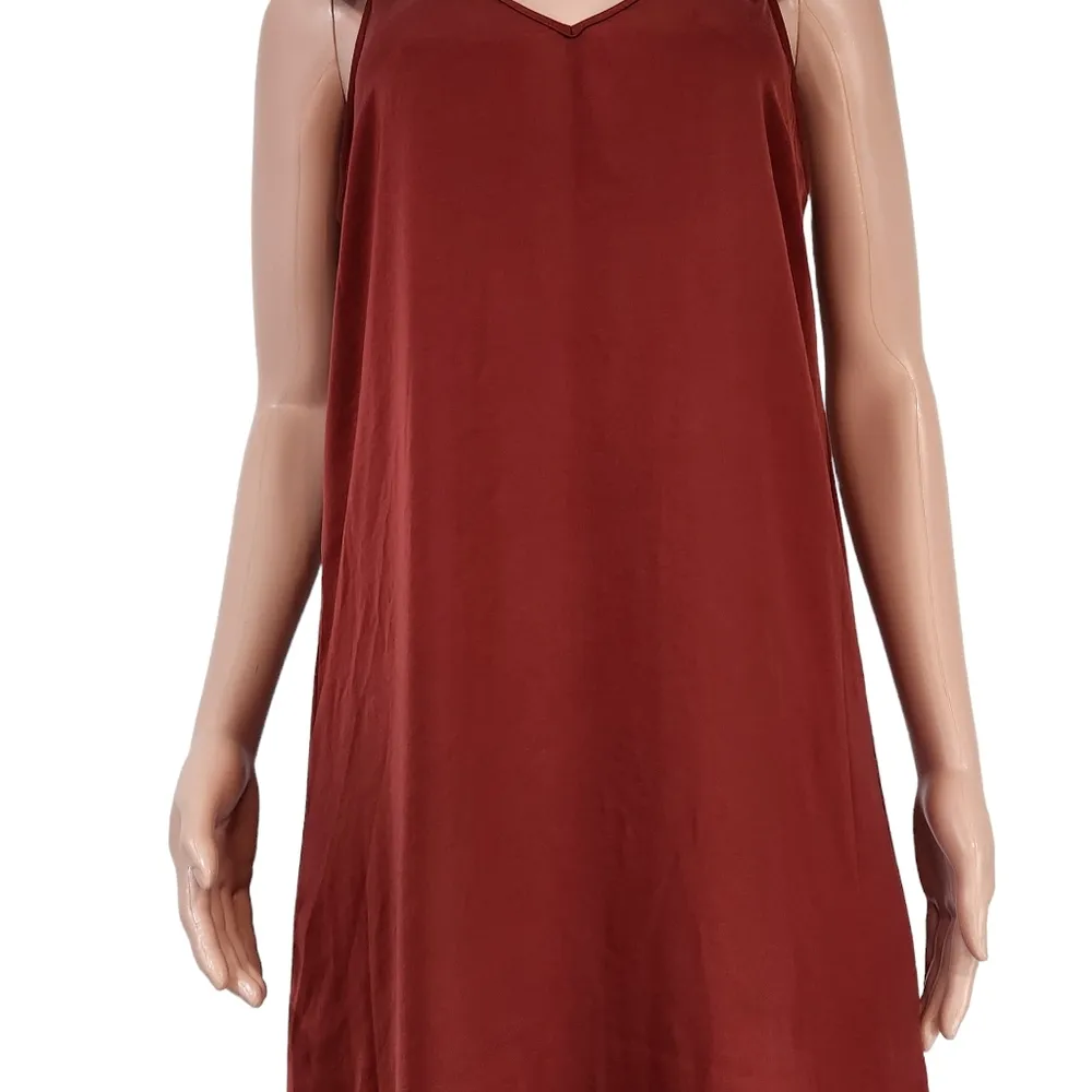 Express Ruffle Neck Low Back Midi-maxi Burnt Orange Slip Dress Sz S - Image 4