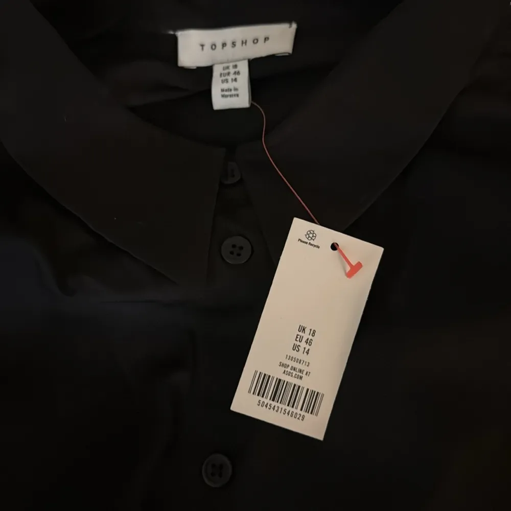 Topshop Oversized Cotton Button Down Poplin Shirt - Black Size 14 - Image 4