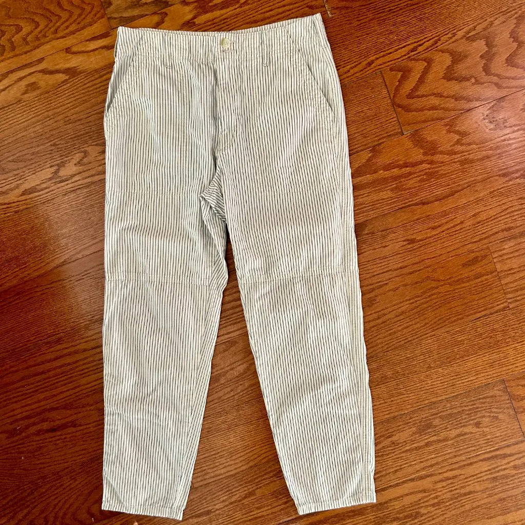 American Eagle Pin Striped Casual Chinos Soft Denim Wide Leg Pants Size 6 Preppy - Image 13