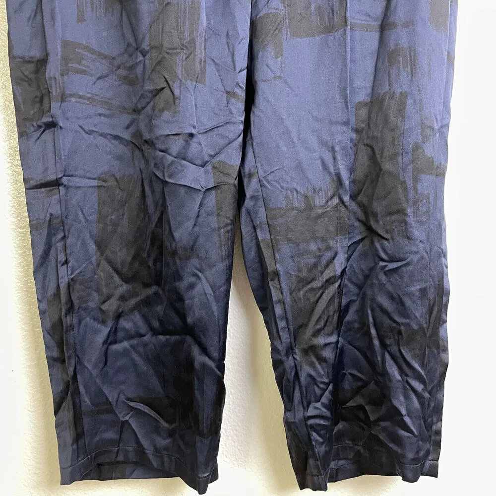 Eileen FIsher Silk Cotton Pants Black Blue Womens PM Petite Medium Brushstroke - Image 6