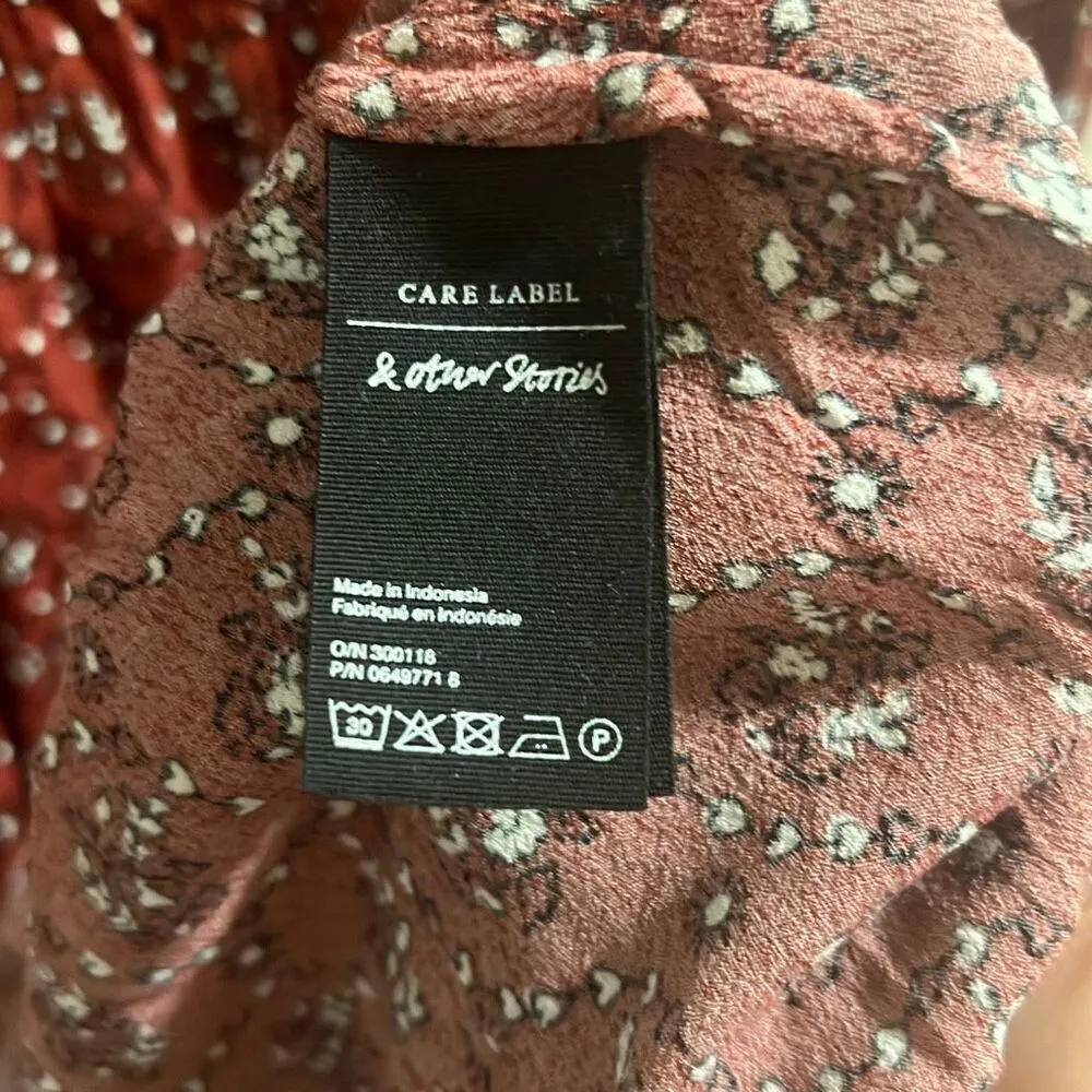 ✨& Other Stories Button Up Floral Heart Print Maroon Sz 6 Dress✨ - Image 7