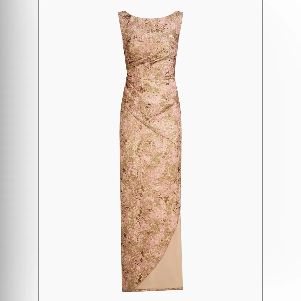 NEW Kay Unger Felix Metallic Abstract Jacquard Column Dress, Size 6, MSRP $358 - Image 2