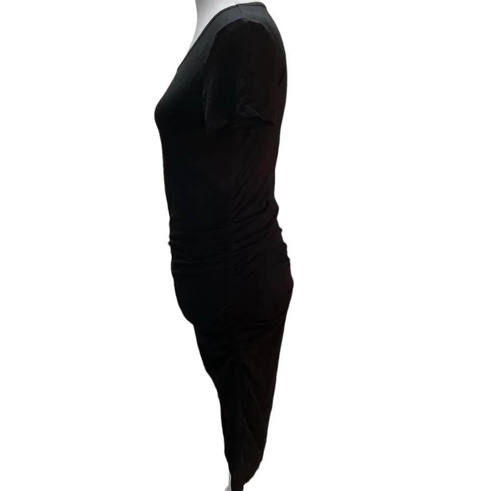 NWT Smallshow Black Ruched Sides Short Sleeve Knee Length Maternity Dress Small - Image 2