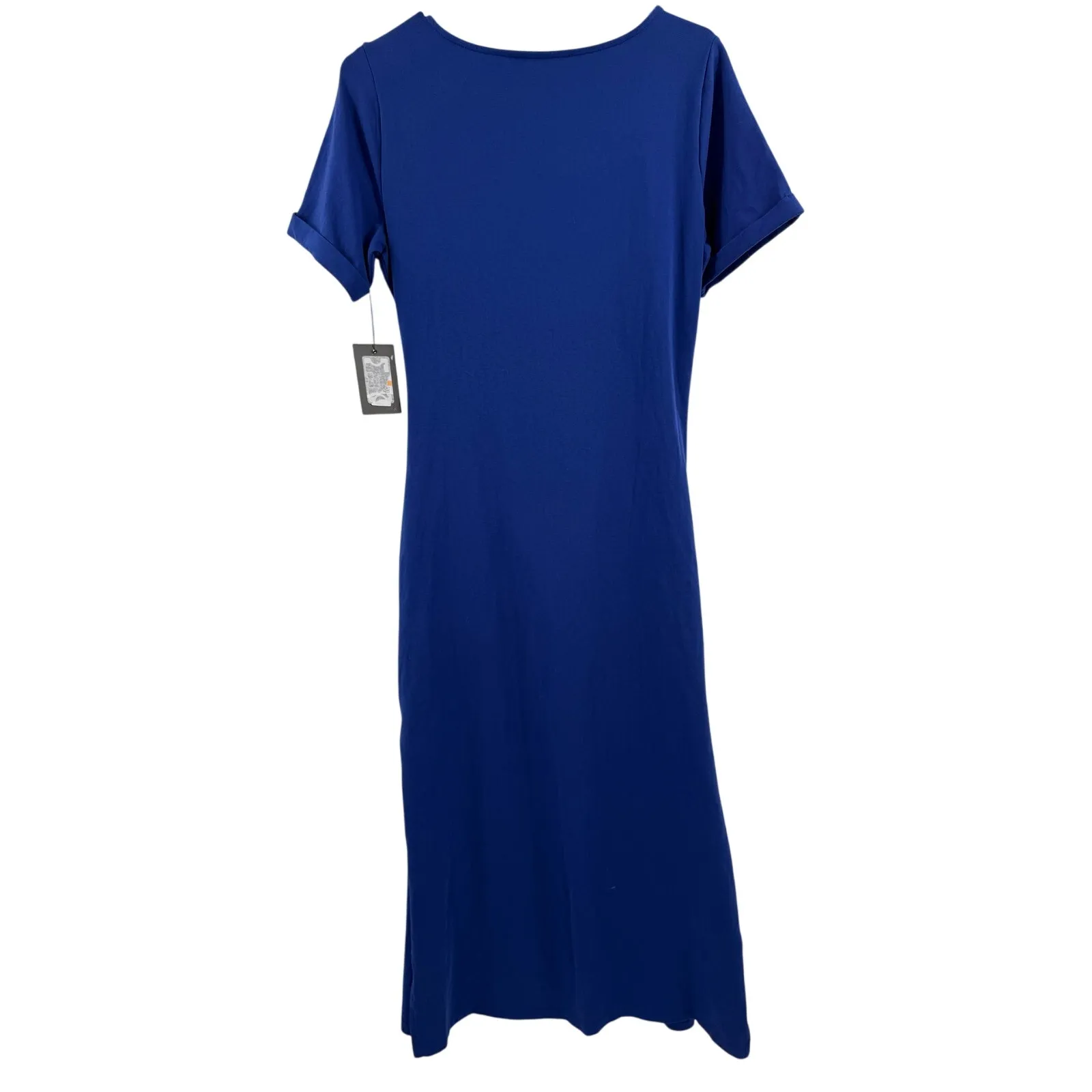 DKNY Midi Dress Size Small NWT Side-Tie Short Sleeve Stretch Casual Royal Blue - Image 4