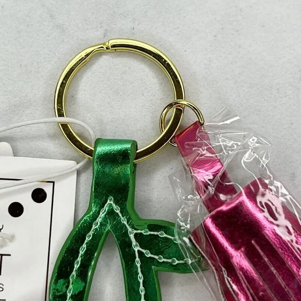 Slant Collections Metallic Cherry Tassel Keychain Keyring - Image 5