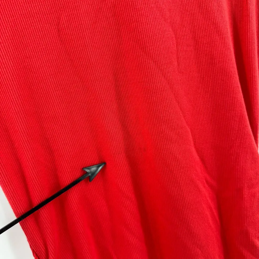 Michael Stars Katie Dress Size Medium NWT Ultra Ribbed Spritz Red 2582 Ruched - Image 6