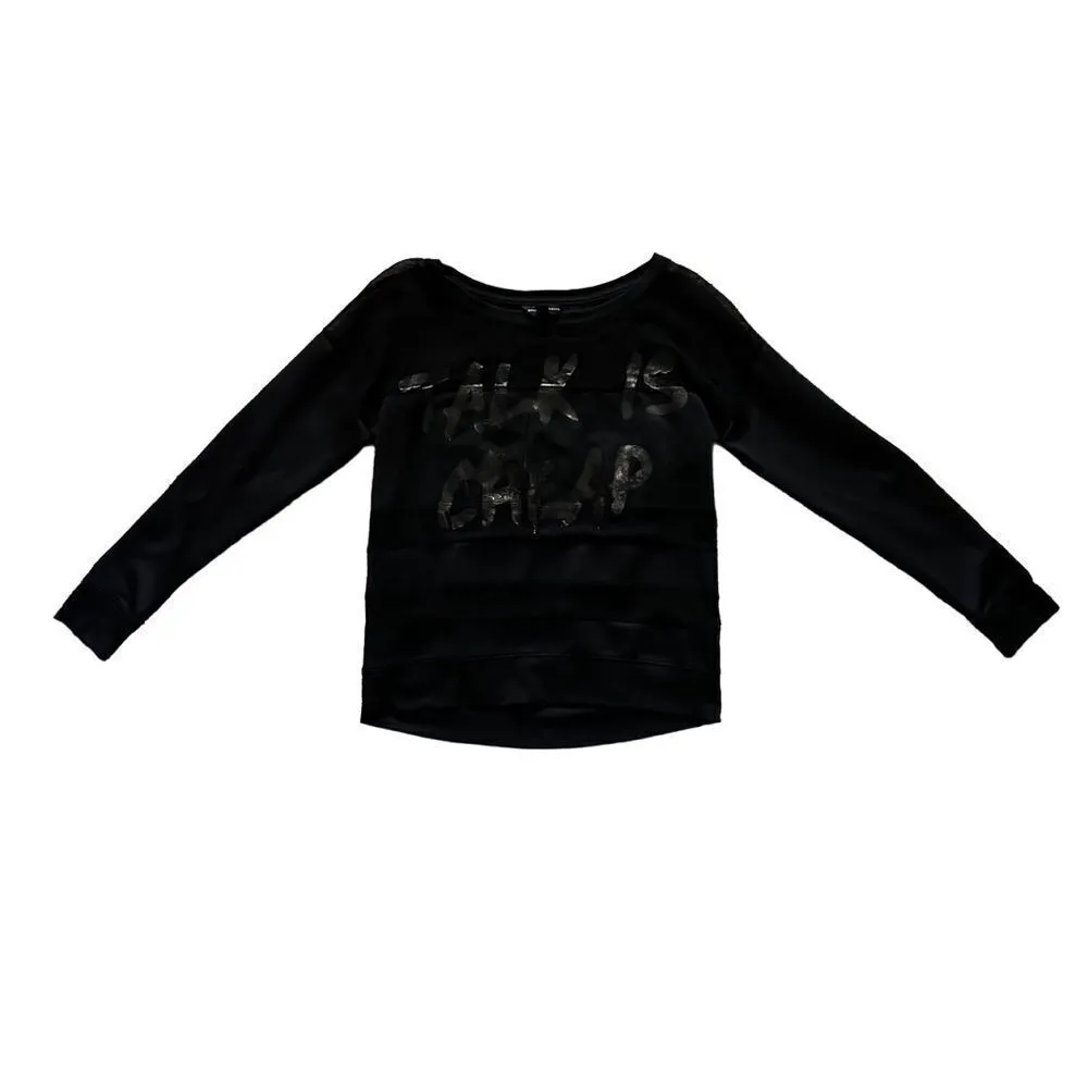 Rock & Republic Talk Is Cheap Sheer Panel Edgey Top Black Size Medium - Image 8