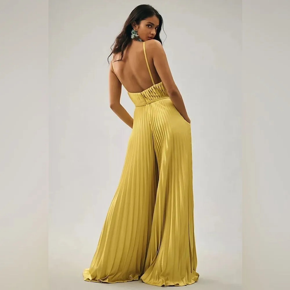 NWT Mac Duggal PLEATED PLUNGE NECK WIDE LEG JUMPSUIT - Image 5