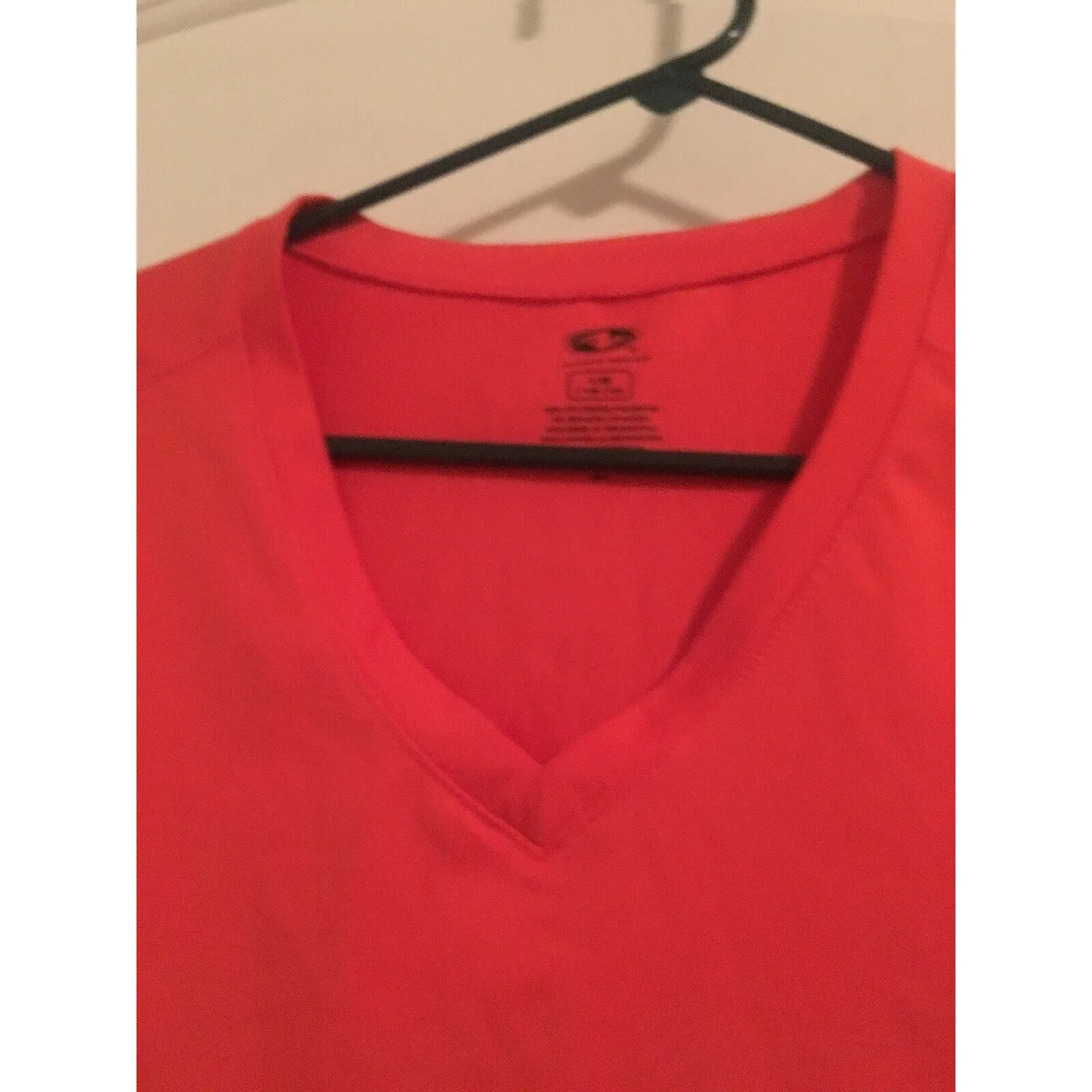 Athletic Works Women's Orangish Short Sleeve T-Shirt V-Neck Shirt Size L 12-14 - Image 3