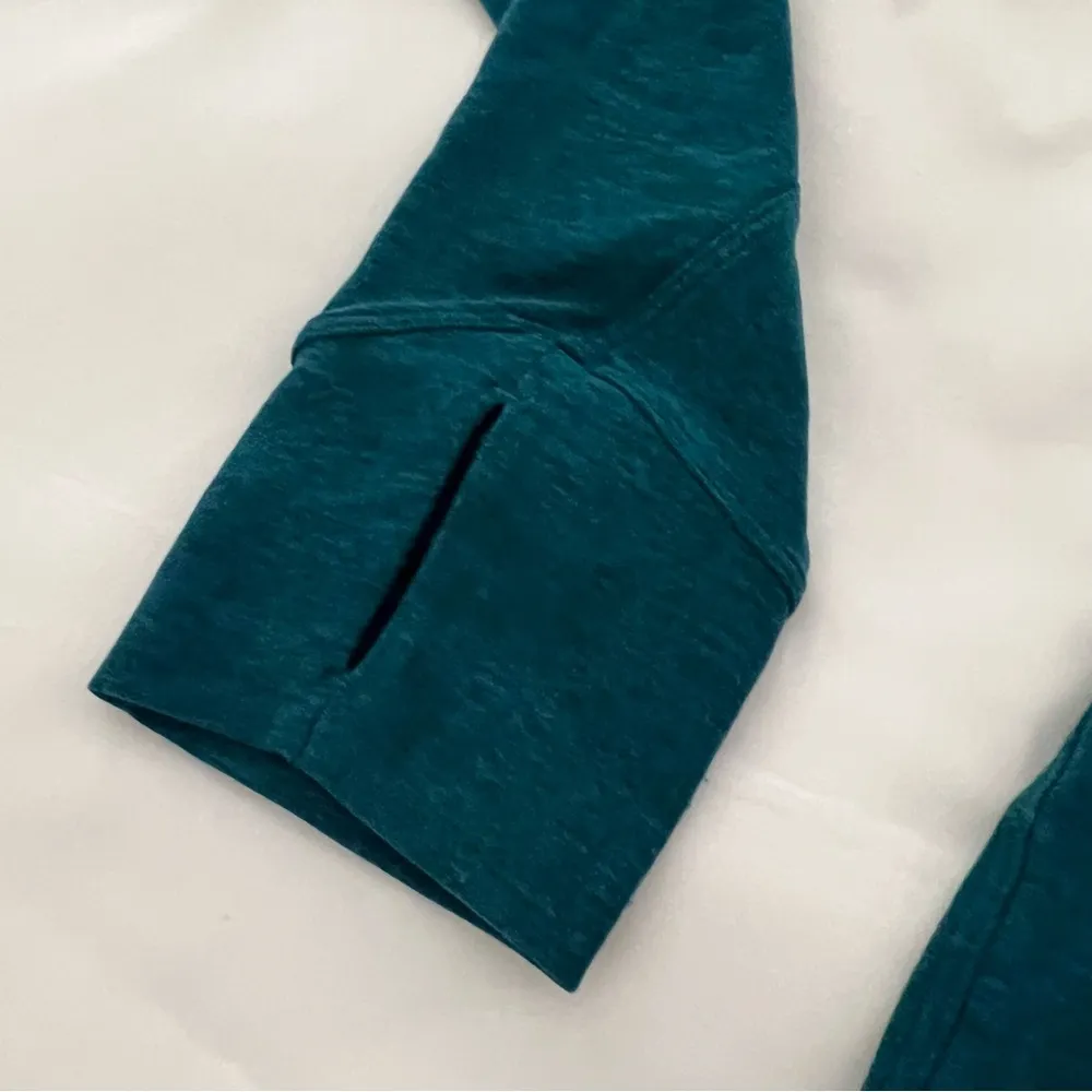 Dark Forest Green Teal Athletic Pullover Hoodie Size Large EUC - Image 2