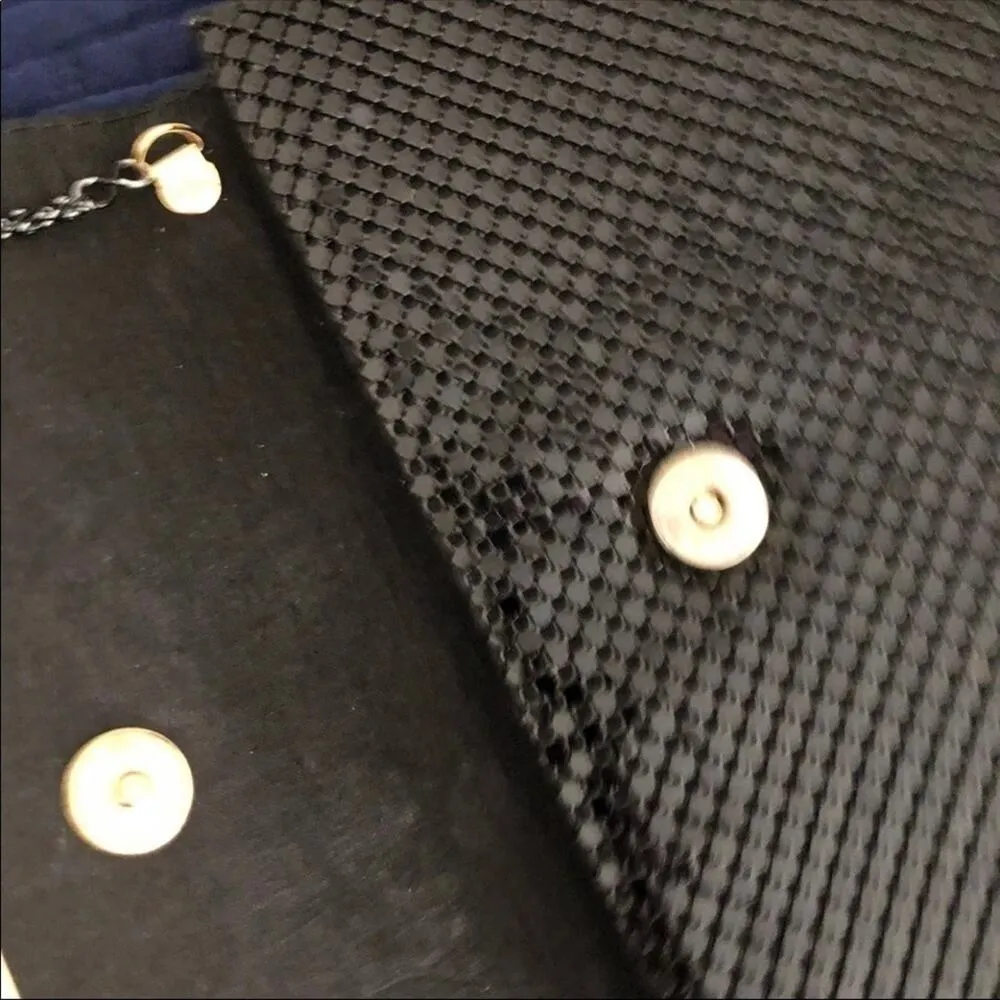 Vintage Bold Eye Catching Black Metallic With Gold Hardware Shoulder Bag - Image 3