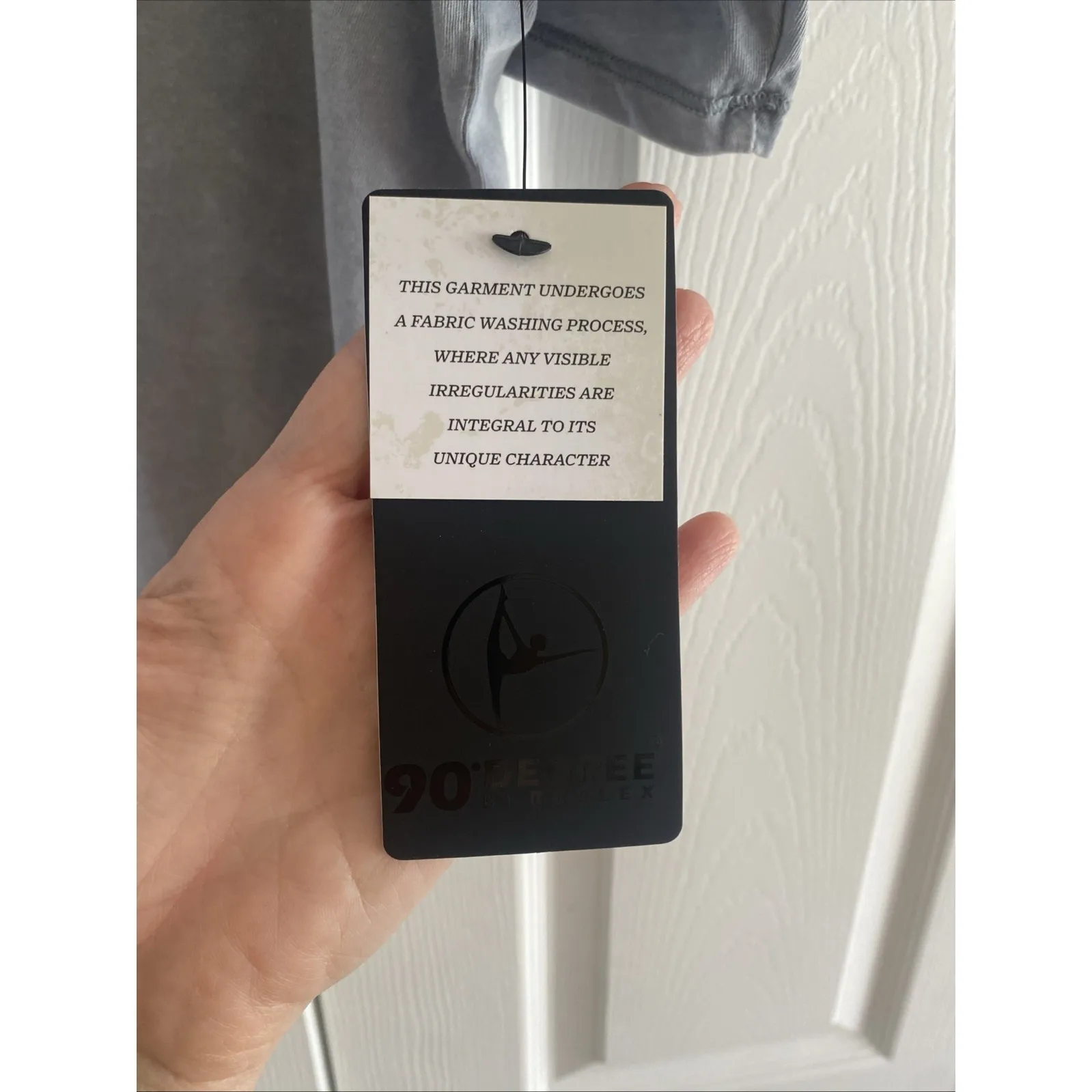 90 Degrees by Reflex Womens Large Blue Stonewash Cotton Deluxe Short Sleeve Boxy - Image 5