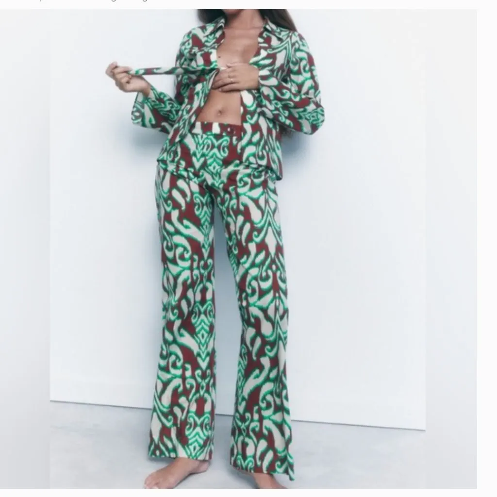 ZARA NWOT  Cotton Printed Pants Trouser - Image 2