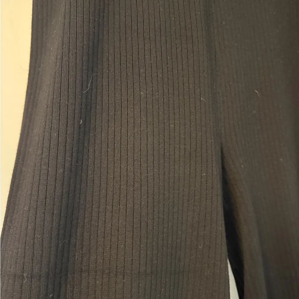 Cyrus Black Ribbed Knit Wide Leg Pants Womens M Pull On Cropped Stretch Lounge - Image 6