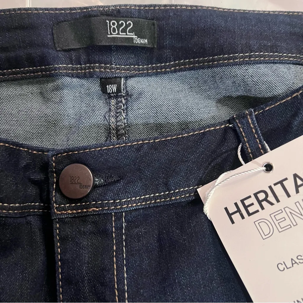 1822 Denim Heritage Classic Denim Crop‎ Jeans in Dark Blue Indigo Wash Size 18W - Image 7