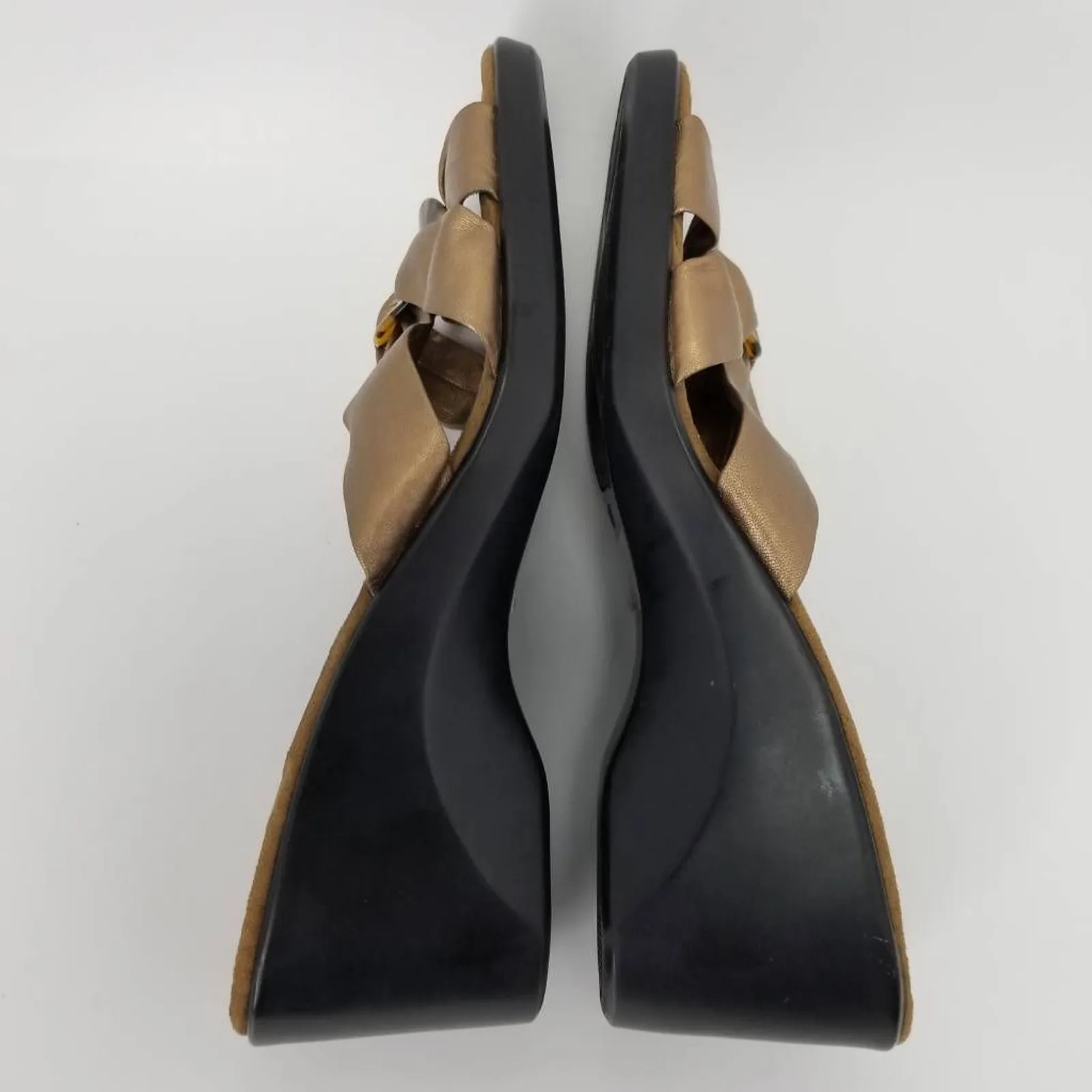 Easy Spirit Womens Vanisht Sandals Brown Leather Wedge Heels Slip Ons 9.5 M - Image 10