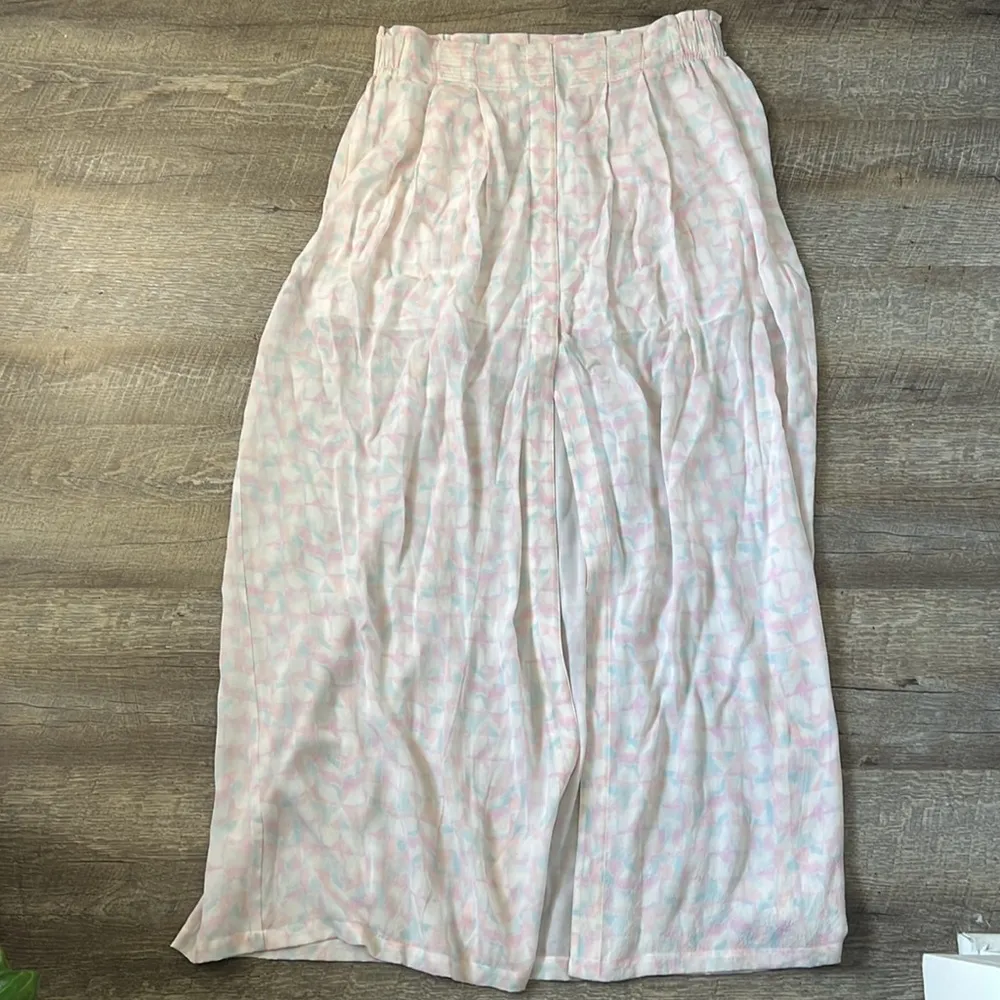 A.L.C. Pink Pastel Water Color Silk Maxi Skirt Size 6 - Image 4