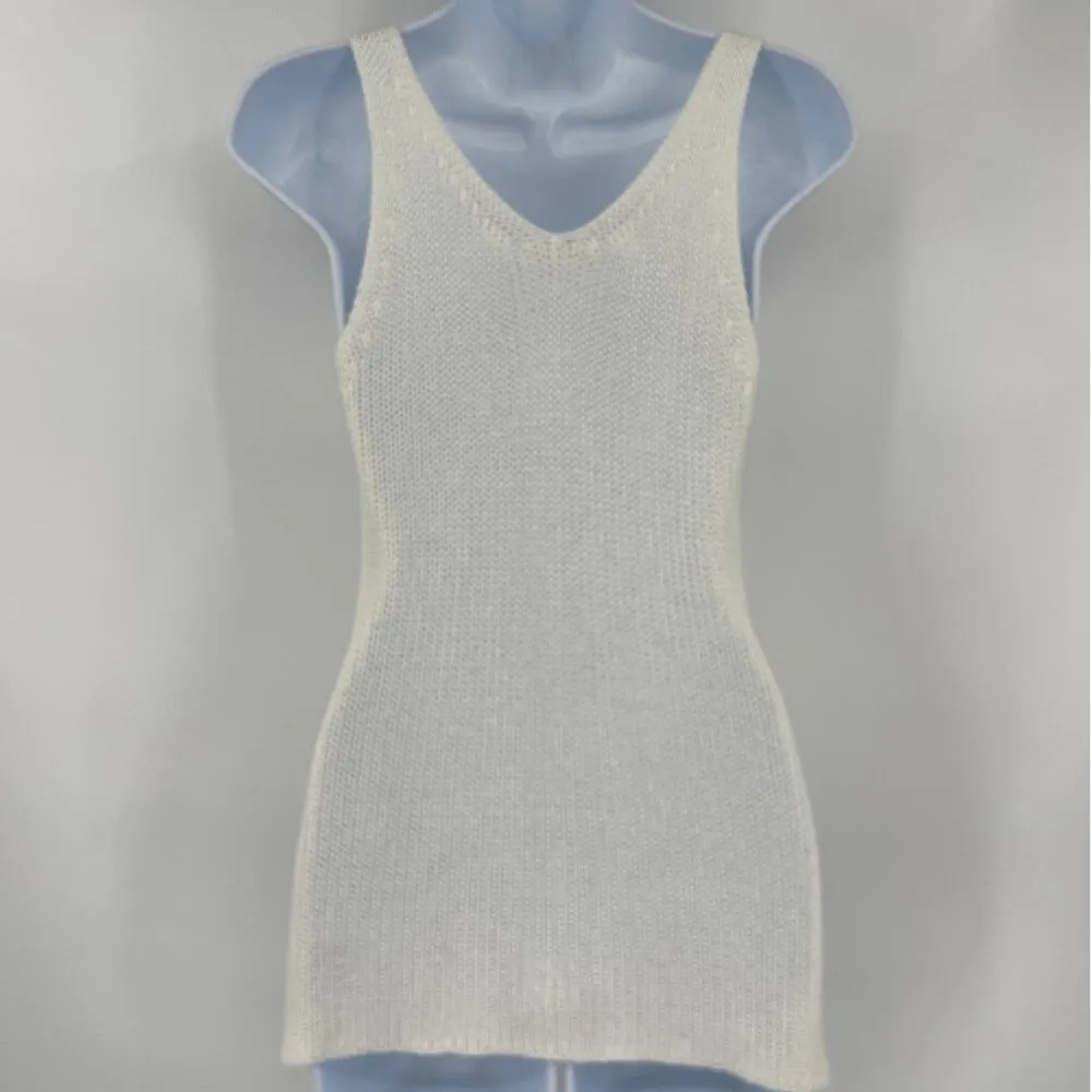 Newbury Kustom Open Knit Deep V Sweater Sz M Coastal Boho Summer Sleeveless - Image 5