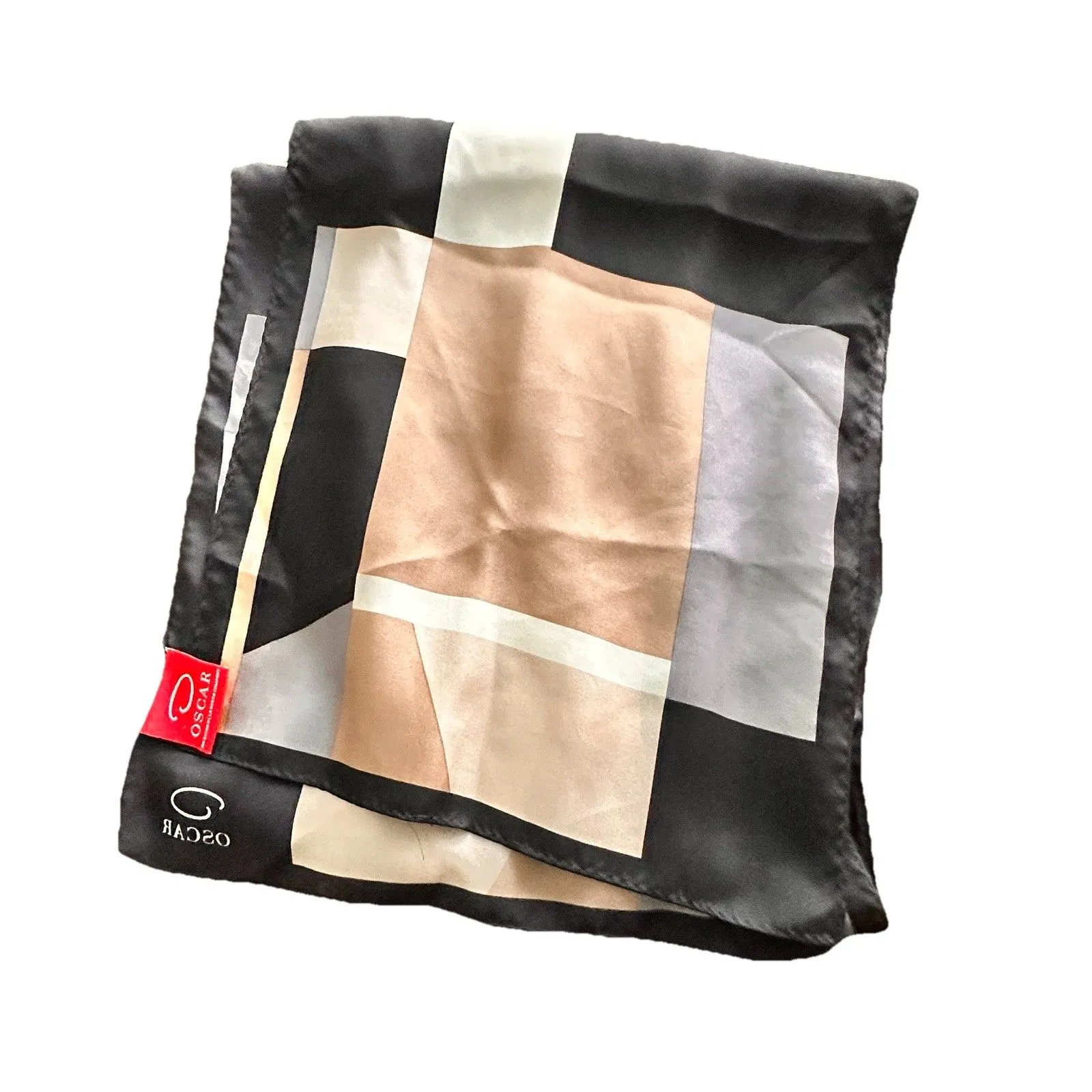 Oscar de la Renta VTG Y2K Geometric Rectangle Silk Scarf  11.5 x 53" Feminine - Image 7
