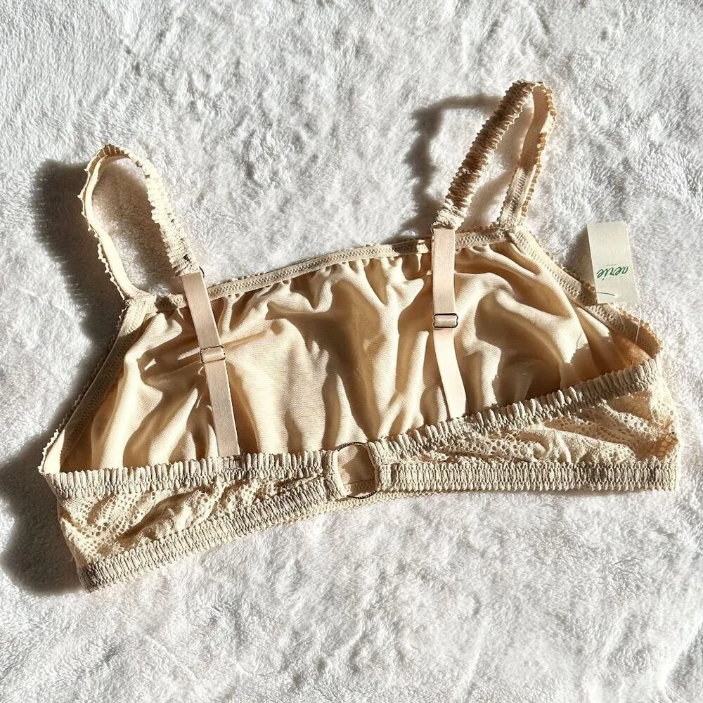 NWT Aerie Tan Cream Coral Lace Bandeau Bralette - Size: Extra Large - Image 6