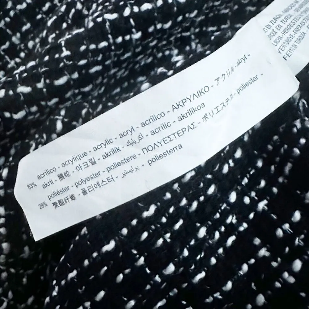 ZARA | TRF Collection Black White Tweed Shift Dress Gold Buttons Mini | Medium - Image 15