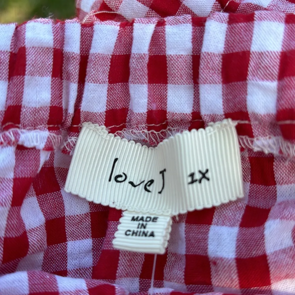 Brand New With Tags NWT love J Women’s Blouse Red White Gingham Summer Fun Size 1X - Image 7