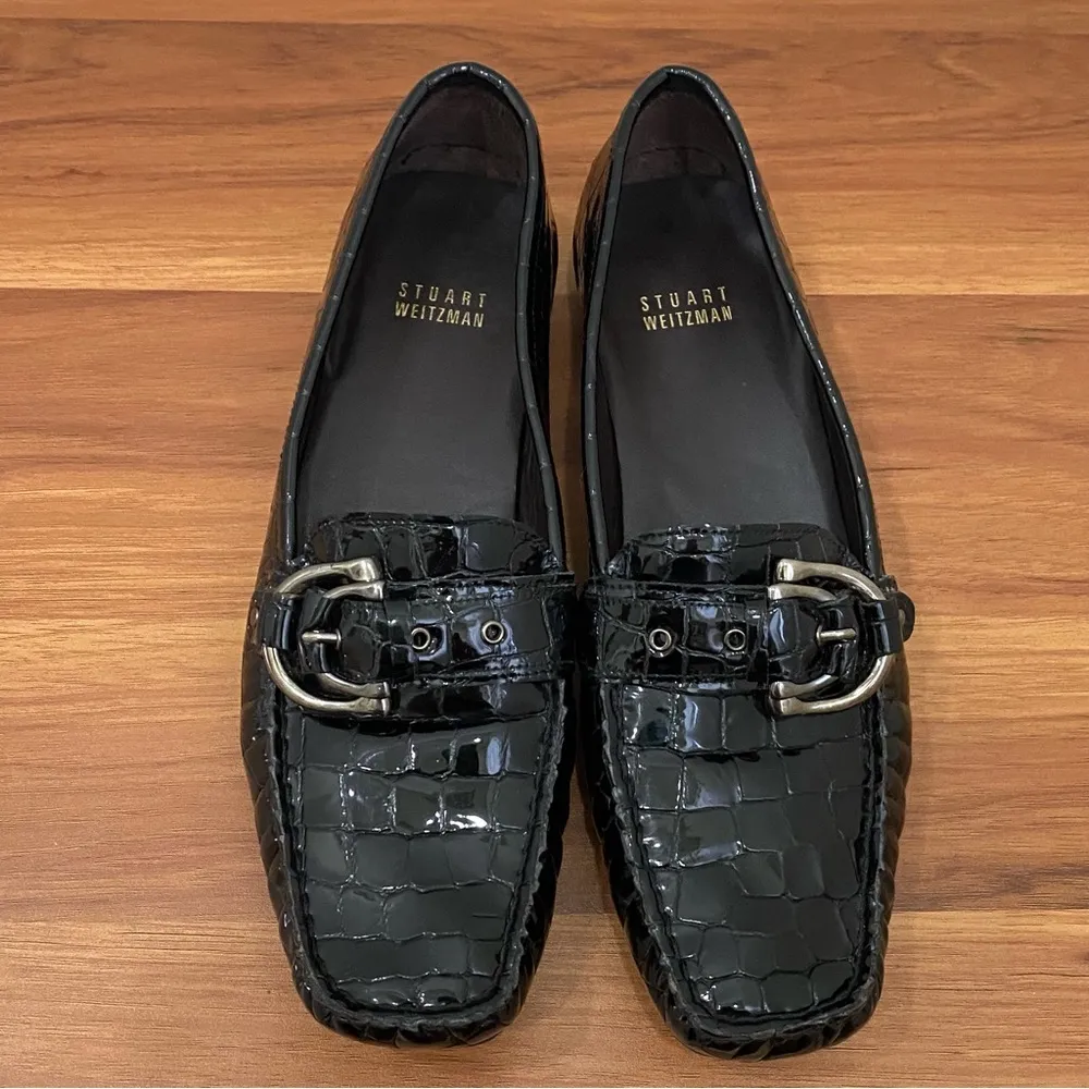 CIBW 40351 Black Croc Patent Leather Buckle Strap Loafers 8.5M - Image 4