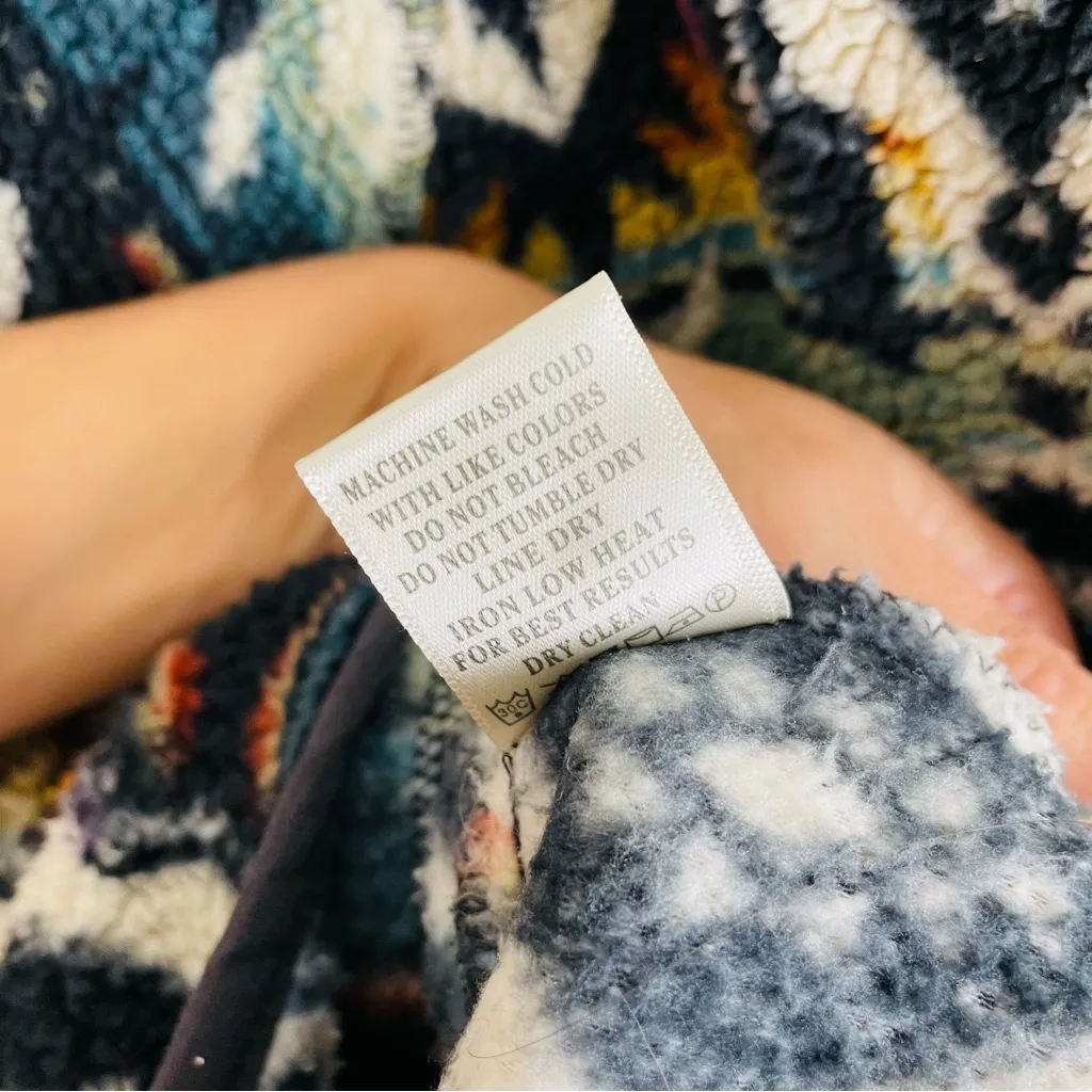 New In Aztec Print Sherpa Fleece Zip Jacket Southwest Boho Size L Blue Size L - Image 12