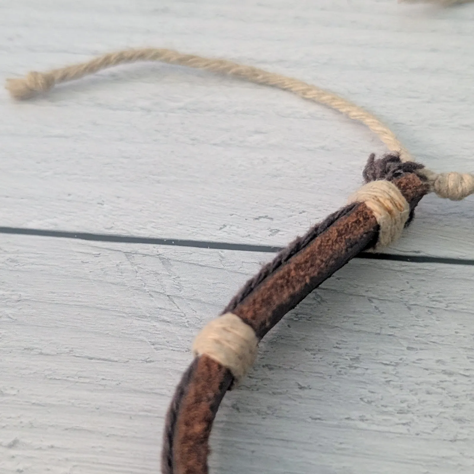 Adjustable Brown & Cream Bracelet with Yellow and Teal Accent - Image 4