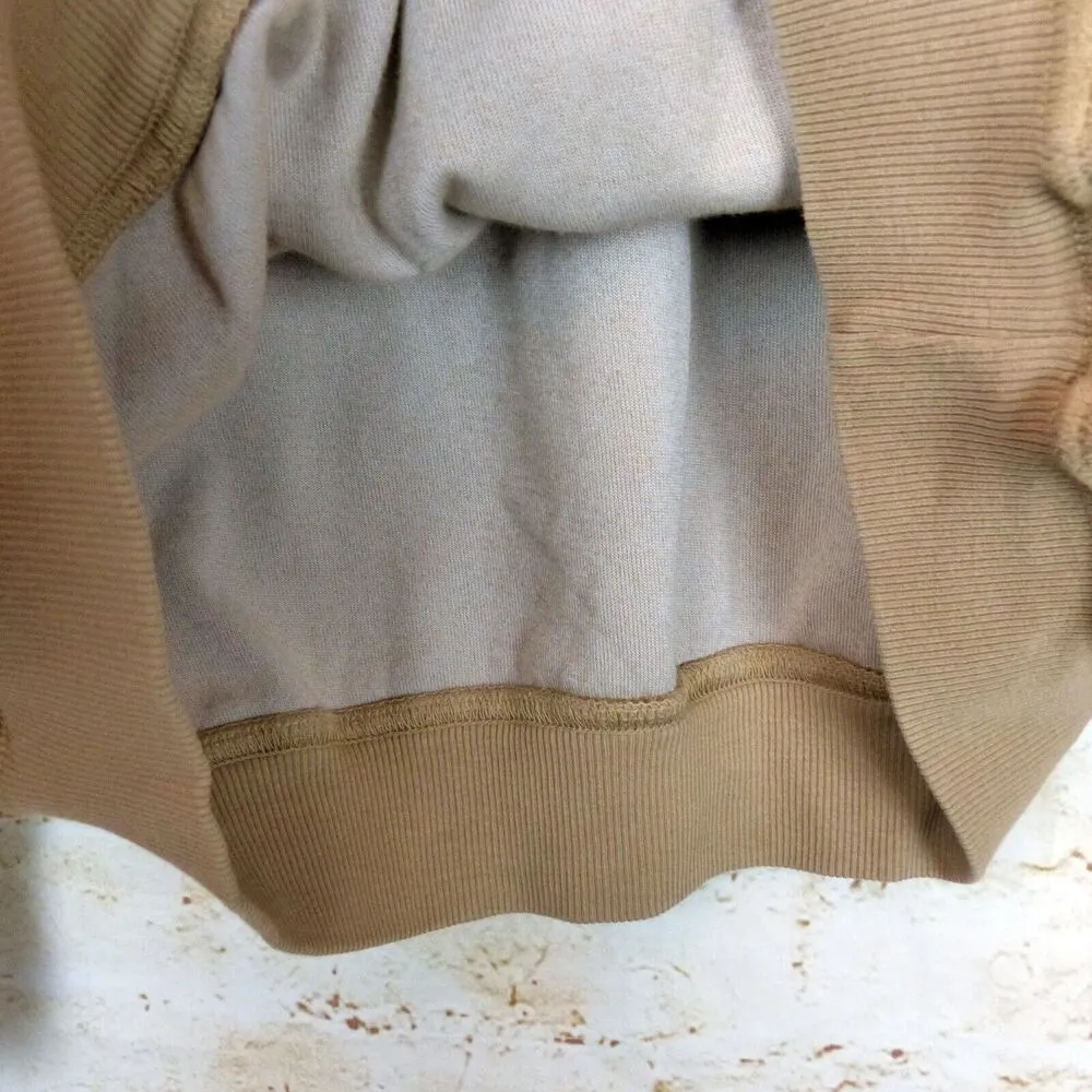 AMO Velour Sweatshirt Womens S 70s Gold Beige V - Image 6