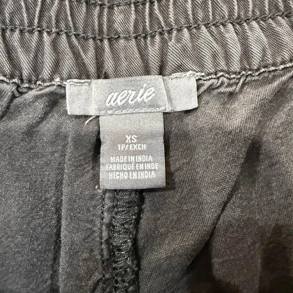 Aerie American Eagle Pull On Frayed Hem Shorts Women’s XS Charcoal Gray Cutoff - Image 4