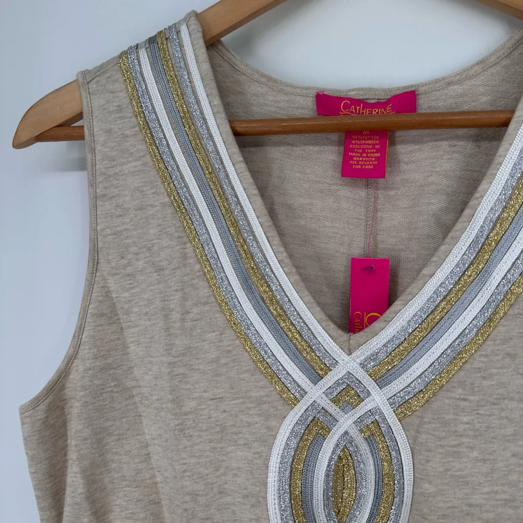 Catherine Malandrino French Terry Dress in Oatmeal Heather size Medium Cotton - Image 3