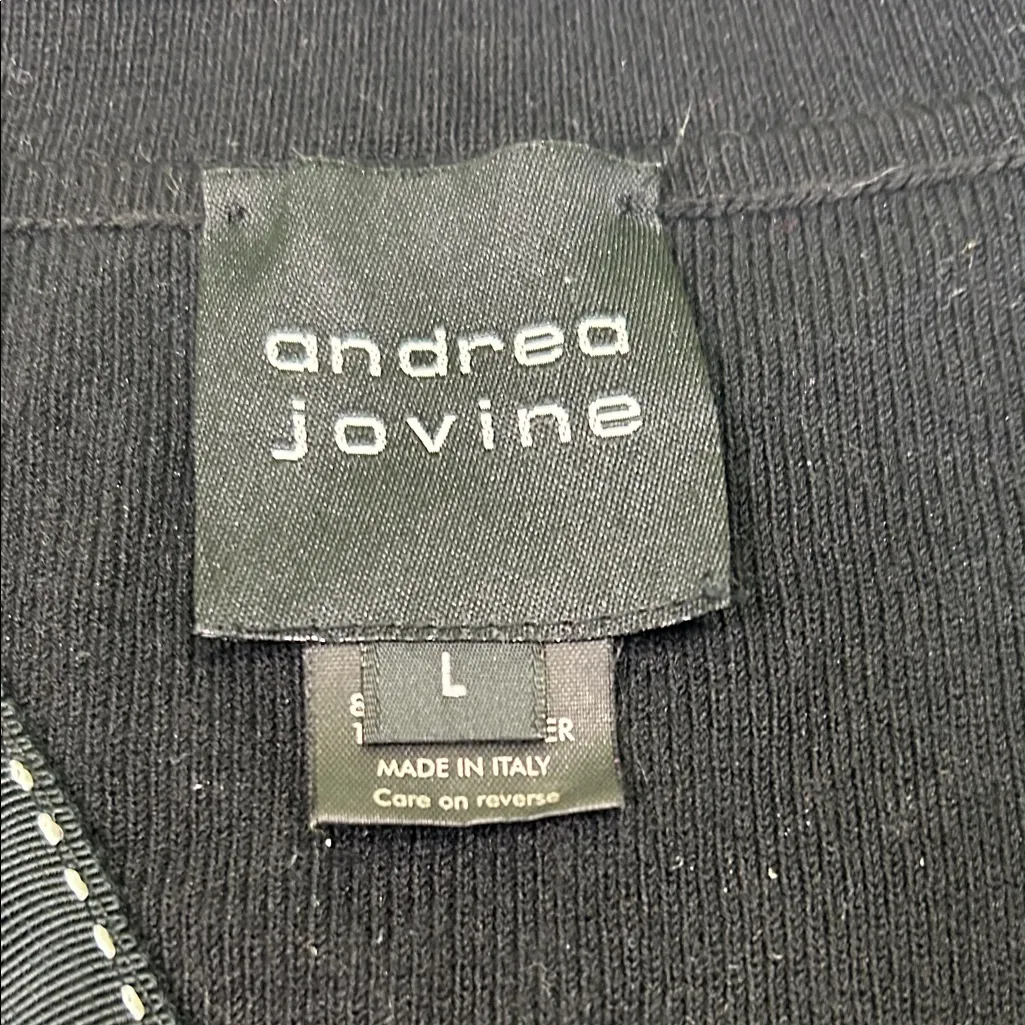 Andrea Jovine Black  Cardigan with Button Details made in Italy - Image 2