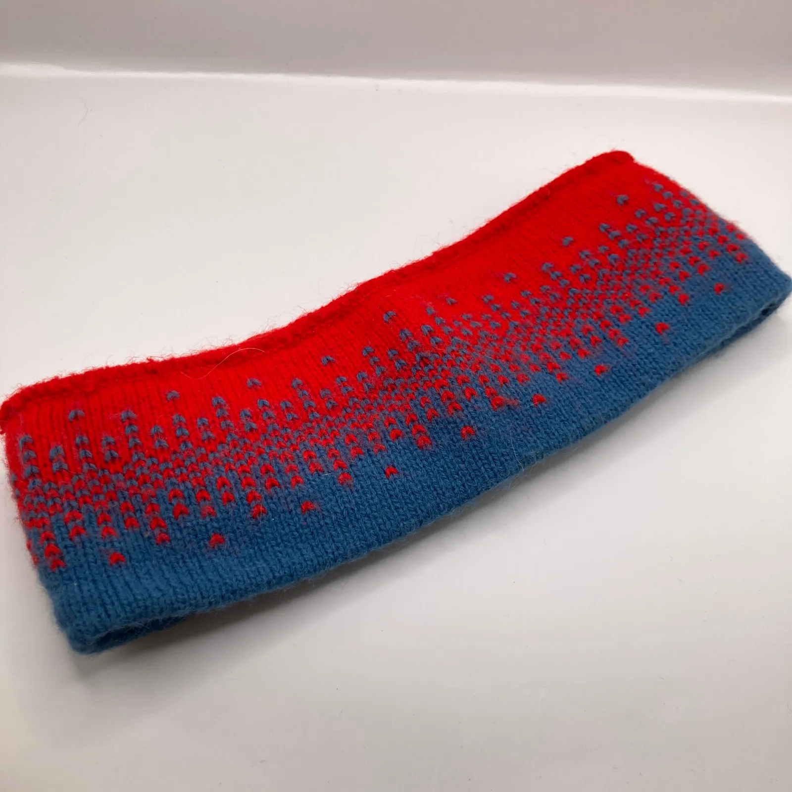 Handmade Blue & Red Fade Static Knit Ear Warmer Headband OSFM Ski Outdoor Hiking - Image 3