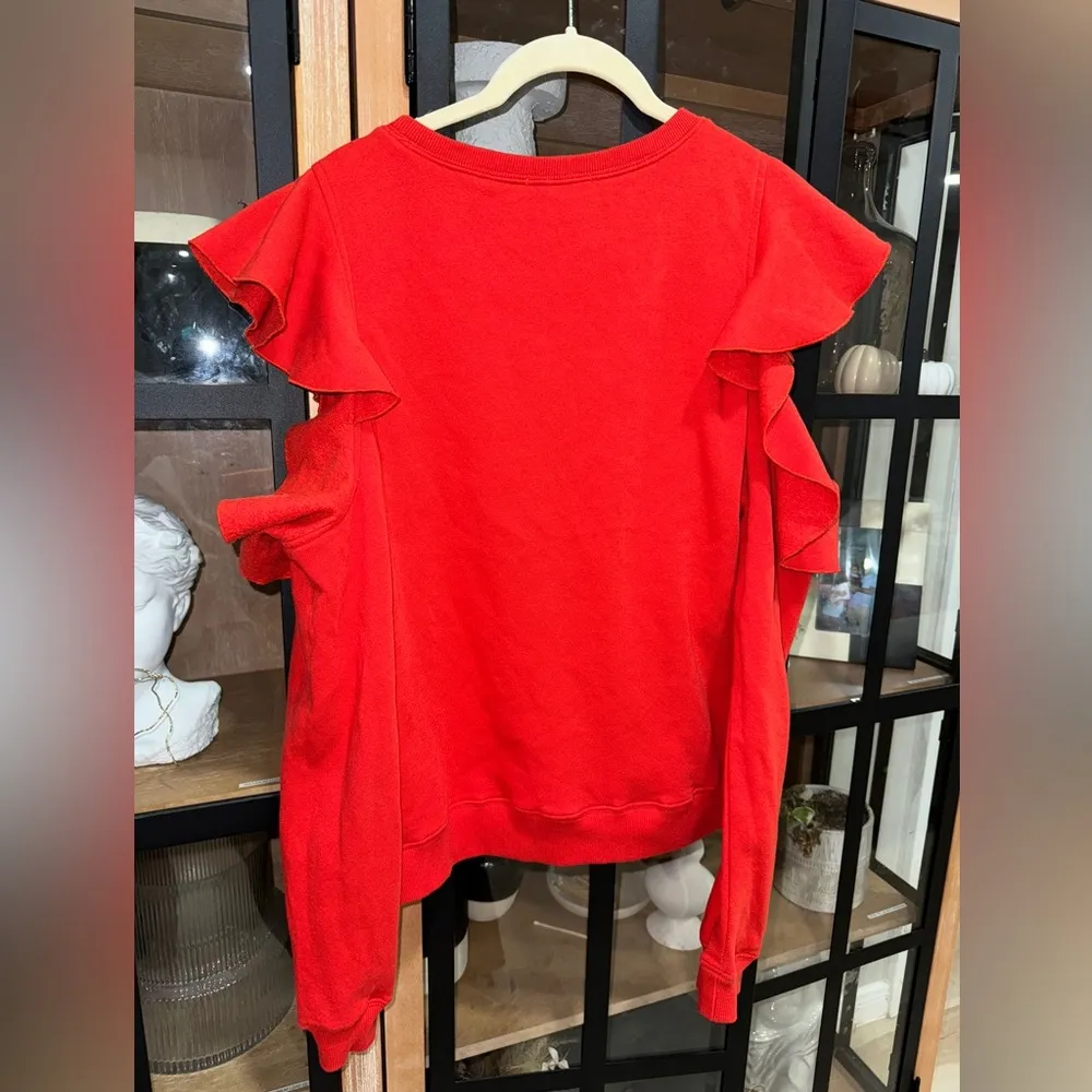 Rebecca Minkoff sweater Gracie sweatshirt ruffle shoulder cutout top long sleeve - Image 5