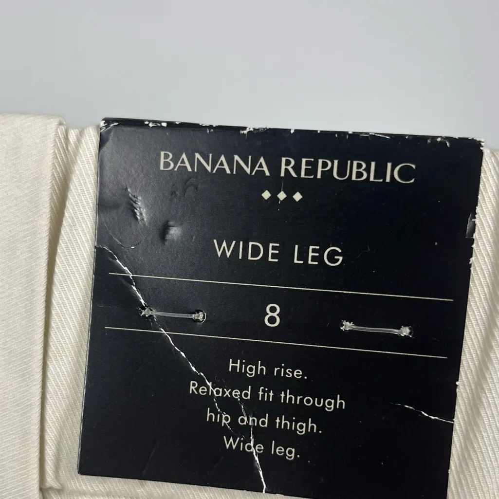 New Banana Republic Palazzo Wide-Leg Chino Pant in Off White size 8 - Image 5