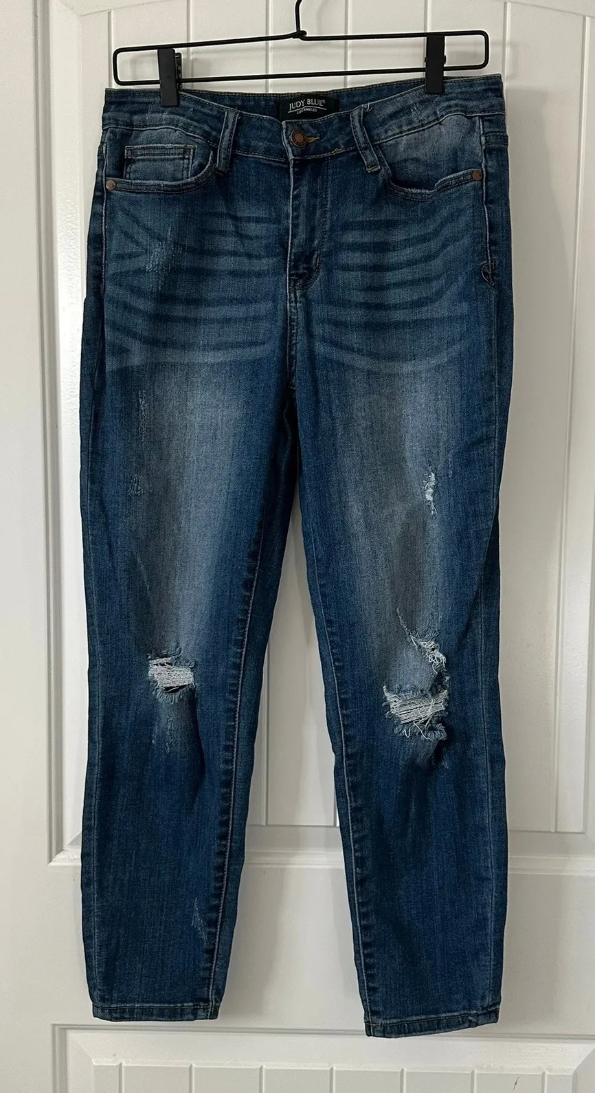 Judy Blue Distressed Relaxed Fit Jeans Medium Wash Denim Size 31 - Image 1