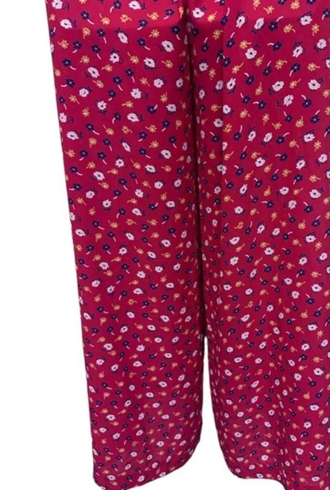 Madewell Red Prairie Poses‎ Ruched Wide Leg Spaghetti Strap Jumpsuit Size 2 - Image 7