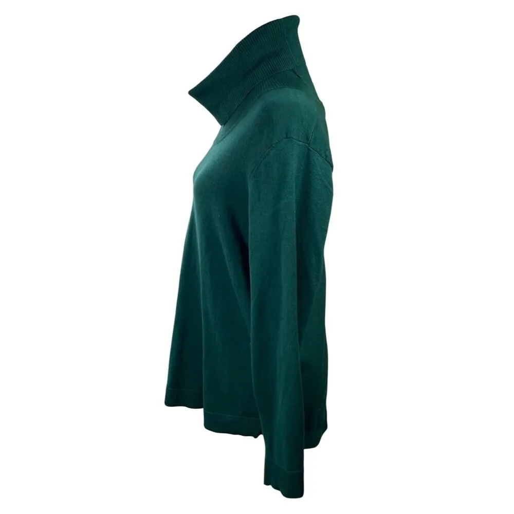Cable & Gauge Sweater Button Back Turtleneck Forest Green XL Extra Large - Image 2