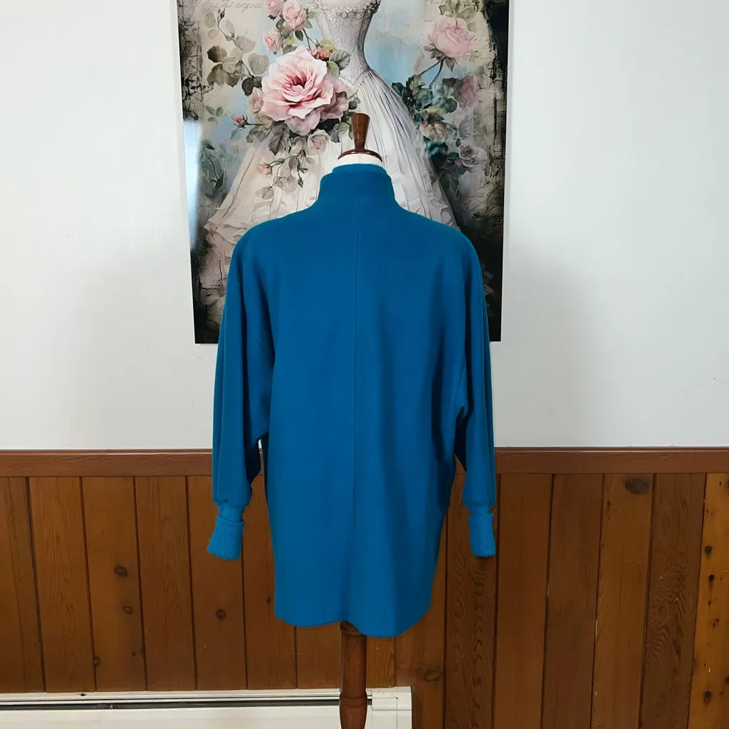 Beautiful Vintage 1980s Portrait Wool Coat! Blue Size 10 - Image 6