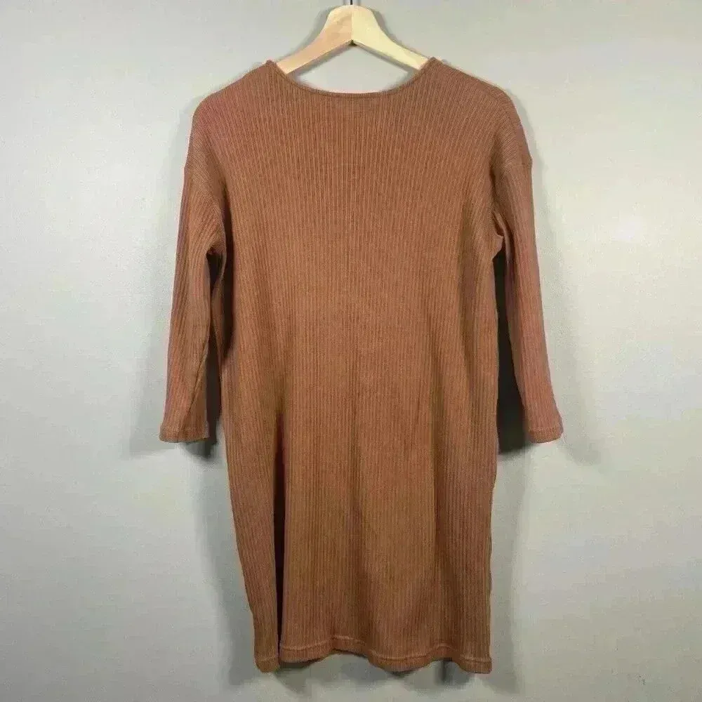 FREE‎ PEOPLE Beach Phoenix Ribbed Mini Dress Size S Small Brown Coverup Vacation - Image 8