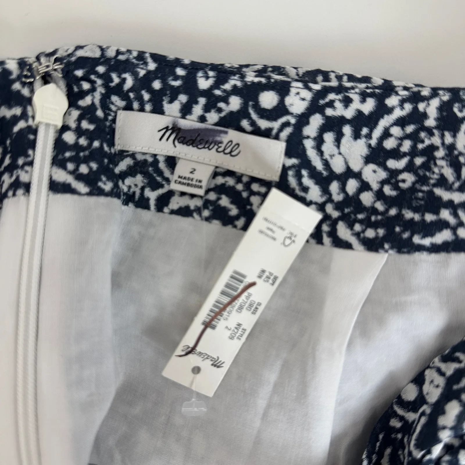 Madewell Ruched Asymmetric Midi Skirt Viscose Cotton Night Indigo US 2 NWT - Image 13