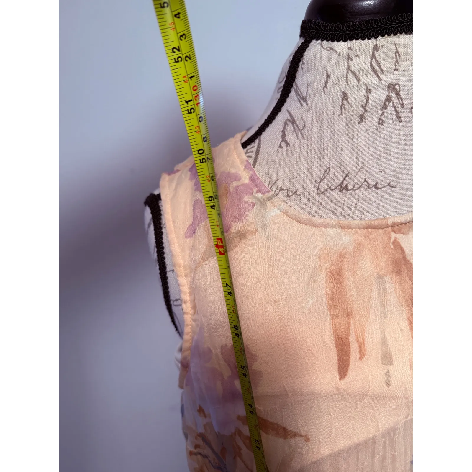 Scarlett Floral Midi Dress Sleeveless‎ Vintage Pastel Peach Purple - Image 3