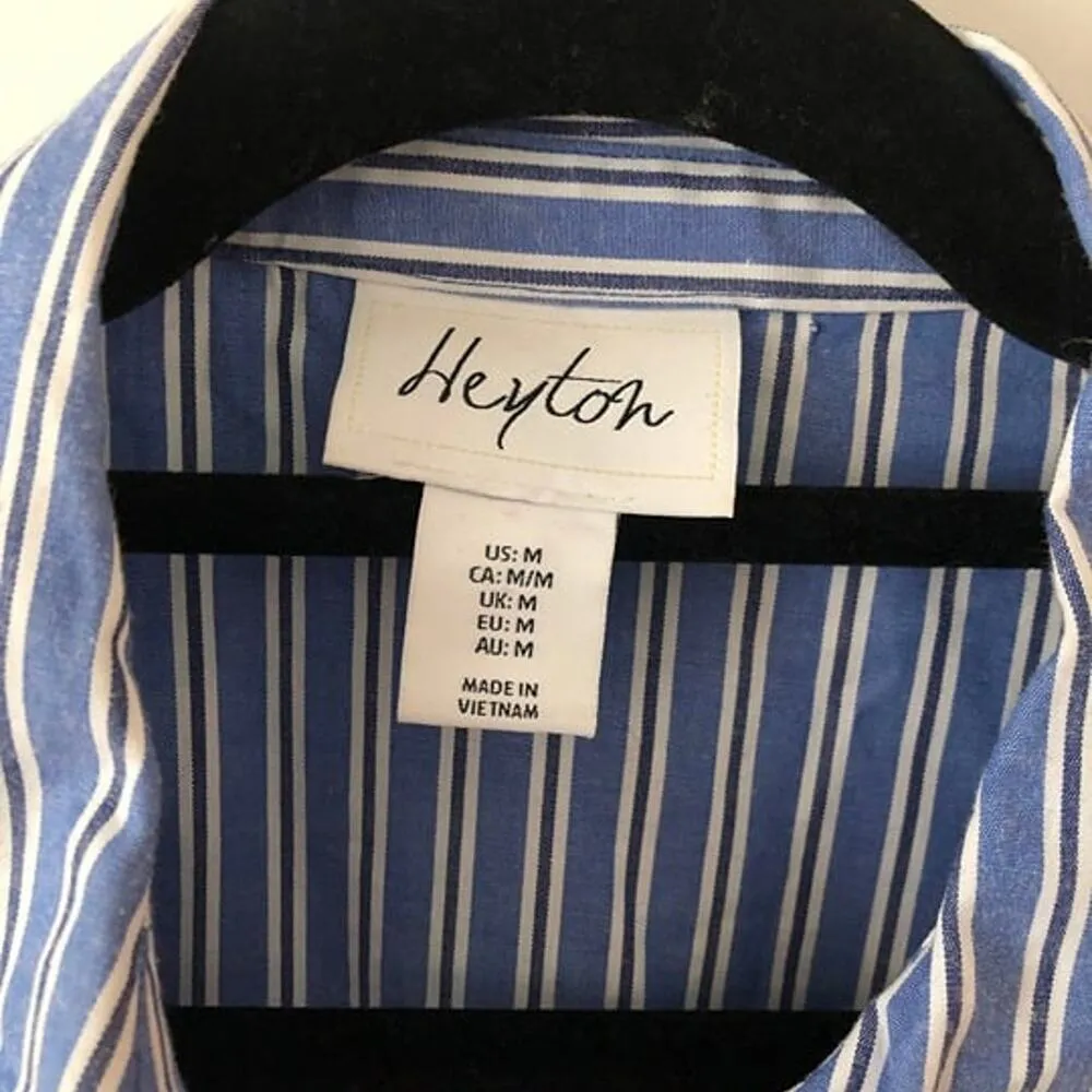 Striped Cotton Shirt Dress Sz Med - Image 3