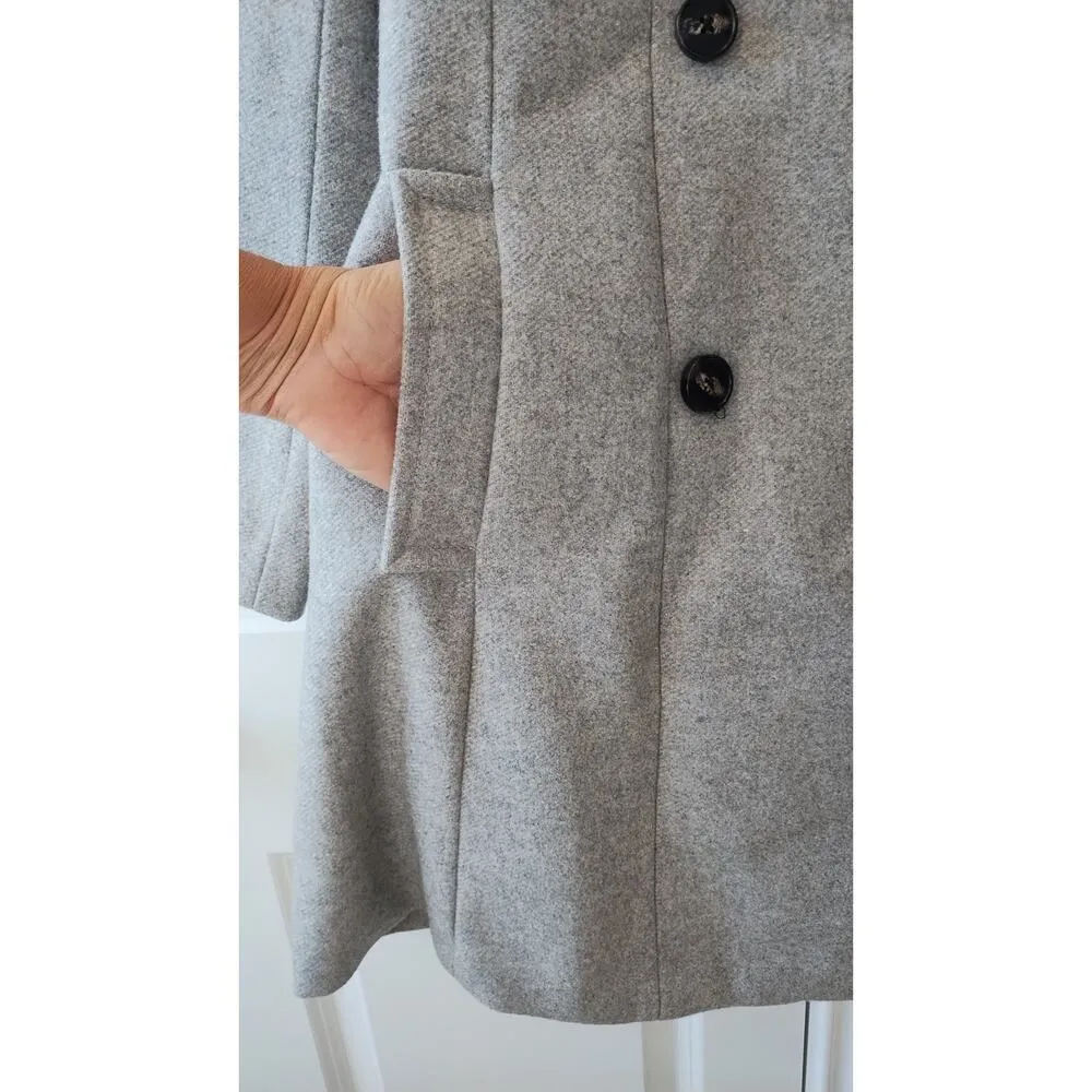 Express Wool Blend Womens Coat Small Gray Double Breasted unbelted Black Buttons - Image 4