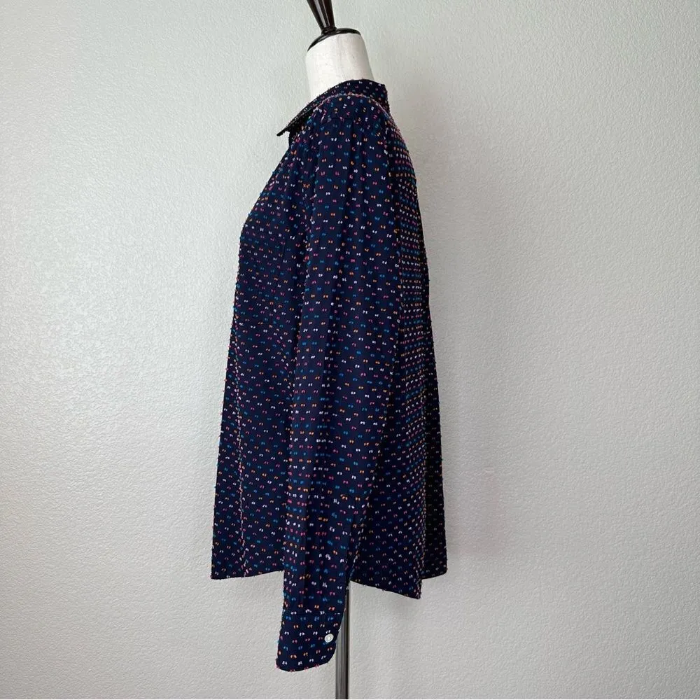 GAP Navy Blue Split Dot Button Down Women’s Perfect Shirt - Image 5