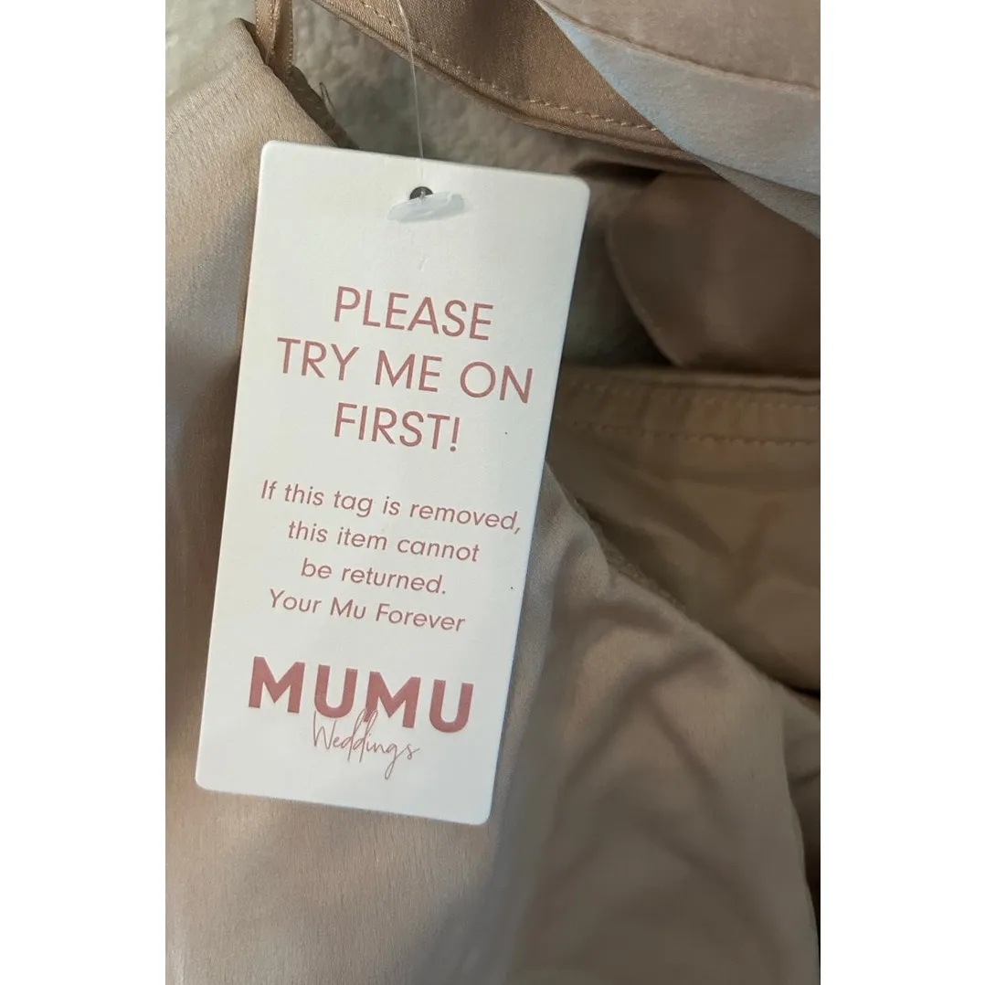 Show Me Your Mumu Zoey Midi Dress in Champagne Luxe Satin L NWT - Image 8