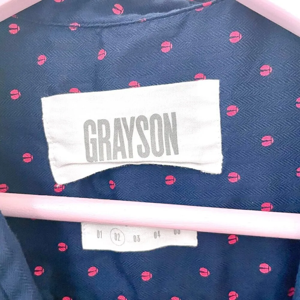 Anthropologie Grayson Navy Red Ladybug The Hero Long Sleeve Button Front Top S - Image 3